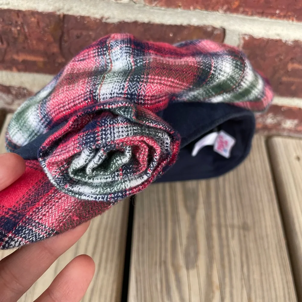 Little Girl’s Justice Plaid Newsboy Cap With Rosette Size M/L